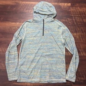 Lululemon Mens 1/4 Zip Long Sleeve Pullover Hoodie Multi-Color Blue Yellow sz L